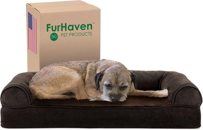 Furhaven Orthopedic Dog Bed for Large Dogs, Sofa-Style with Cool Gel-Top Foam with a Solid Orthopedic Foam Base for Joint Support, Removable Washable Cover, Jumbo XL, Plush & Suede, Gray15