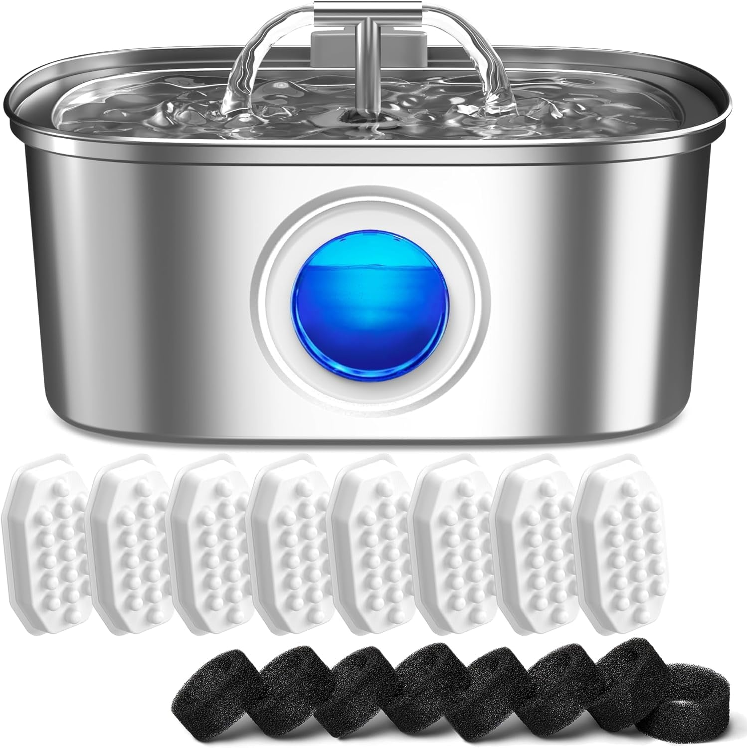 rellaty-cat-water-fountain-stainless-steel-8-filters-replacement-8-pre-filter-sponges