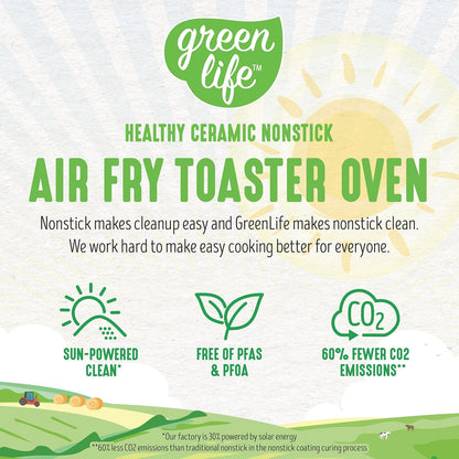 Countertop Toaster Oven Air Fryer Stainless Steel, Healthy Ceramic Nonstick, PFAS Free, Tray & Basket, Bake, Broil, Reheat, Adjustable Temp & Time Control, Auto Shutoff, Black4