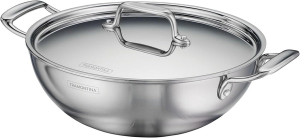 Utsava Tri-Ply Clad Stainless Steel 4-Quart Kadai with Lid | Ceramic Non Stick Interior, Induction-Ready Large Kadhai Pot for Indian Cooking8