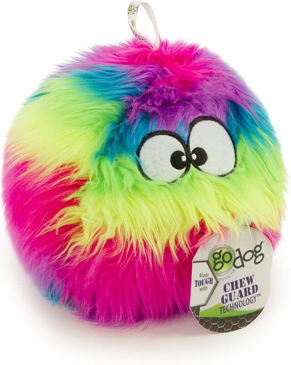 Godog Furballz Squeaky Plush Ball Dog Toy, Chew Guard Technology - Rainbow, Large6