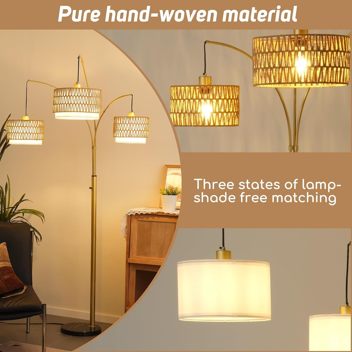 80-gold-rattan-arc-floor-lamp-for-living-room-3-light-boho-tree-lamp-heavy-natural-marble-base-1-2-3-light-rotary-switch-double-layer-wicker-fabric-shades-for-reading-corners-8-ft-ceilings