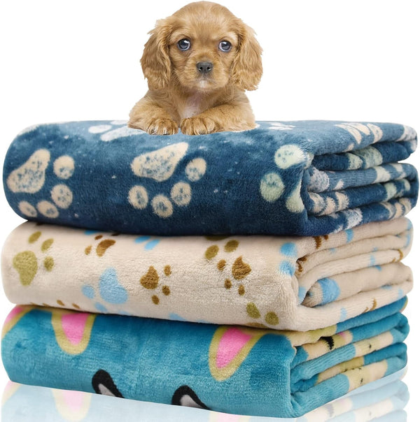 Rezutan Dog Blankets for 3 Pack Large Medium Pet Cat, Soft Fuzzy Washable Blanket, Comfort Flannel Suitable for Dogs Kennels & Beds, Sofas, Furniture, Gifts Puppy Essentials, 41 X 31 Inch, Black20