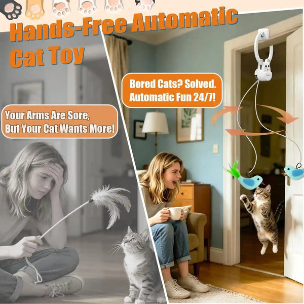 Interactive Cat Toys for Indoor Cats, Automatic Flying Bird Feather Wand Toy for Chase Exercise Enrichment, Rechargeable Durable Safe Hanging Cat Toy for Bored Kittens & Adult Cats3