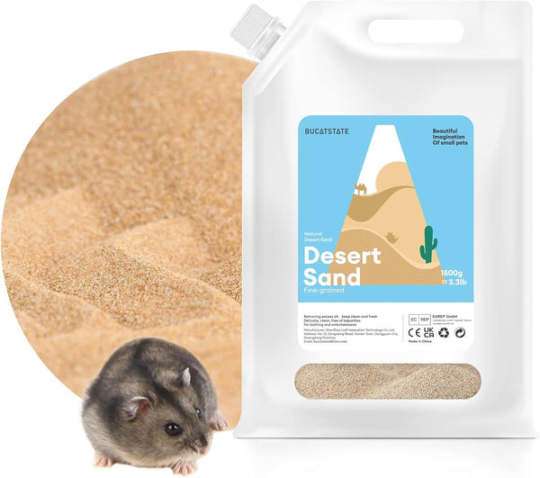 BUCATSTATE Hamster Bath Sand with Pour Spout, 6.6LB Desert Bath Sand | No-Dust Potty Litter Calcium-Free Sand for Hamster Chinchillas Gerbil Mice Degu or Other Small Pets (Fine Sand)10