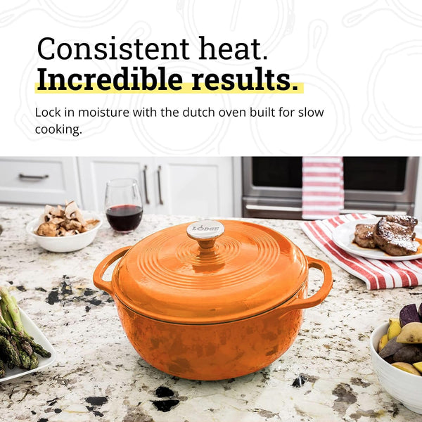 Essential Enamel Cast Iron Dutch Oven, 6 Quart, Apricot | Ideal for Bread Baking, Braising, Marinating & Slow Cooking, Features Moisture-Sealing Lid & Dual Handles3