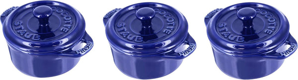 STAUB Ceramic Dutch Oven 3-Piece Mini round Cocotte, Dark Blue1