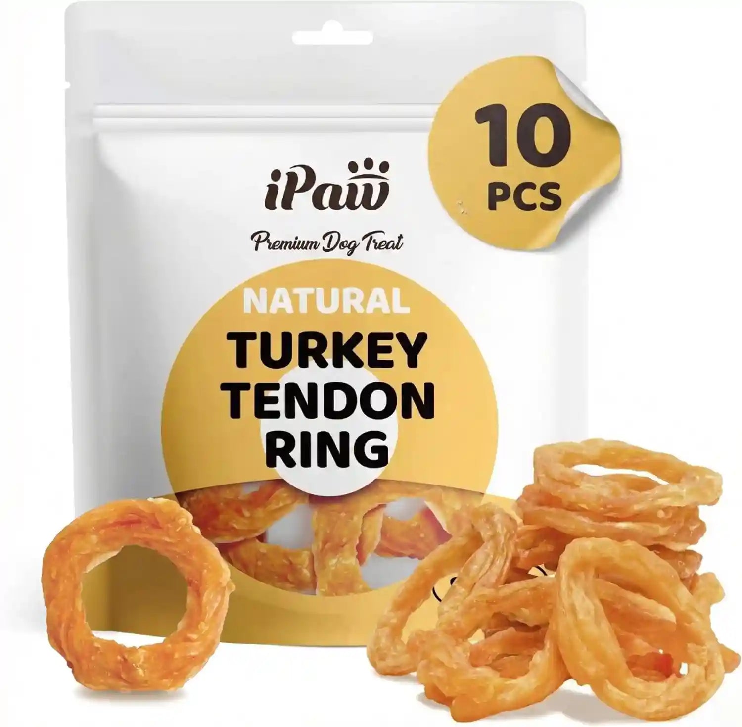 ipaw-10-pcs-value-pack-turkey-tendons-ring-for-dog-all-natural-human-grade-single-protein-hypoallergenic-grain-free-rawhide-alternative-dog-treats-us-sourced-turkey