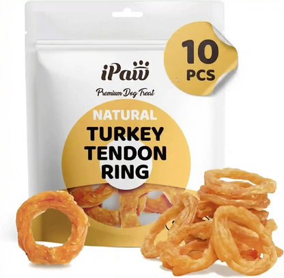 Ipaw 10 Pcs Value Pack Turkey Tendons Ring for Dog, All Natural Human Grade | Single Protein, Hypoallergenic, Grain Free, Rawhide Alternative Dog Treats, Us-Sourced Turkey1