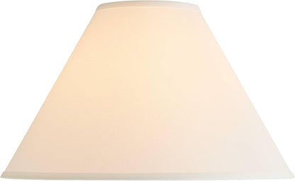 Pre-Assembled Denni Large White Linen Chimney Lamp Shade 6X17X11.5 (Spider) | 6" Top X 17" Bottom X 10" High X 11.5" Slant Replacement for Table + Floor Lamps round Fabric Harp + Finial6