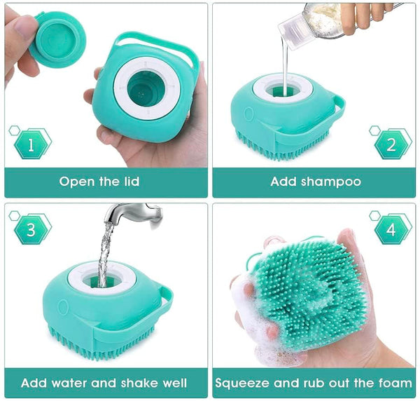 Pet Bath Massage Brush Puppy Dog Cat Grooming Cleaning Soft (Blue)4