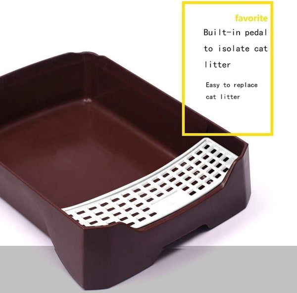 Dog Potty Training Toilet ﻿ Pet Supplies Rattan Style Fully Enclosed Cat Toilet Large Litter Box Potty Closed(White)5