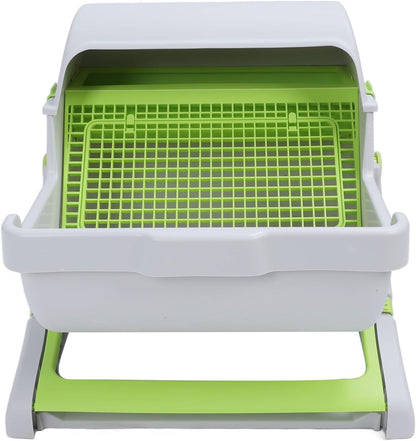 Self Cleaning Cat Litter Box Enclosure Semi Automatic, PP Plastic Easy Assembly Tipping Bucket Style Large Kitty Litter Box for Indoor Cats9
