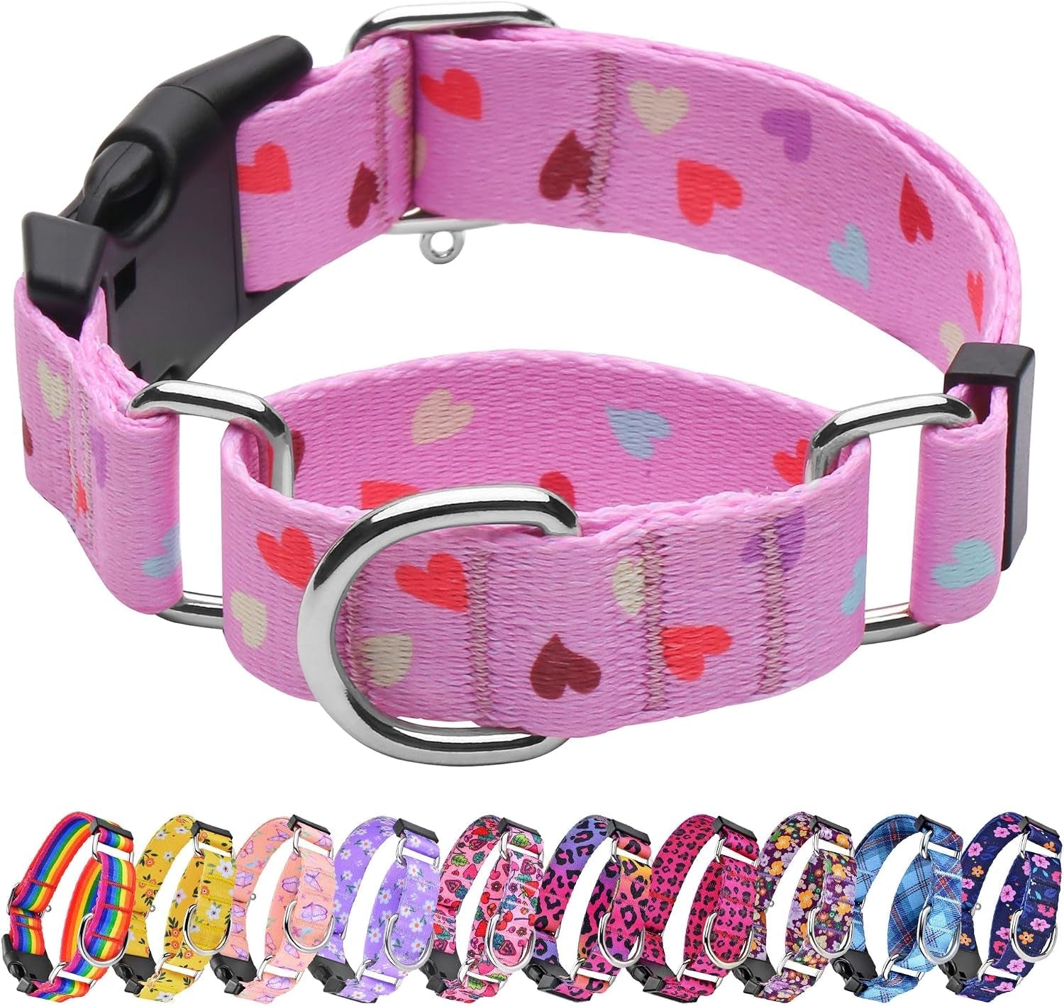 hikiko-martingale-collar-for-dogs-adjustable-soft-nylon-dog-collars-with-cute-patterns-for-small-medium-large-dog-pink-butterfly-medium