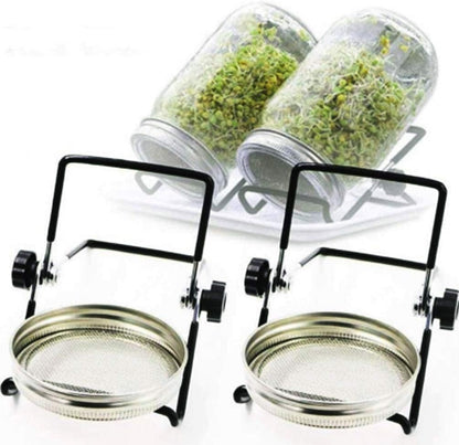 Sprouting Jar Lid (32Oz Glass Jars) with 4 Pack Stainless Steel Sprouting Stands for Wide and Wide Mouth Mason Jar for Growing Organic Sprouts, Stainless Steel3