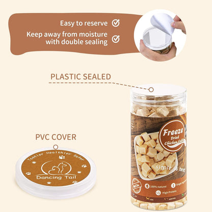 Dancing Tail Freeze Dried Raw Cat and Dog Treats, Healthy Limited Ingredient Chicken Cube Weight Control Traing Treats for Small Dogs Cats (Chicken)6