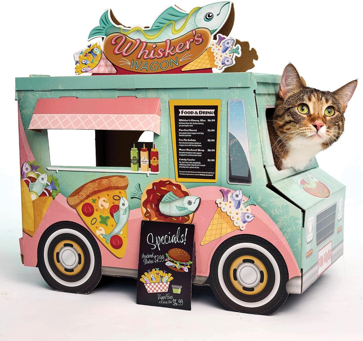 happycat-whisker-s-wagon-cat-scratcher-house-vintage-cardboard-cat-playhouse-with-scratch-panels-spacious-hideaway-cute-pet-toys-durable-activity-center-for-indoor-cats
