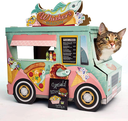 Happycat Whisker’S Wagon Cat Scratcher House - Vintage Cardboard Cat Playhouse with Scratch Panels & Spacious Hideaway. Cute Pet Toys - Durable Activity Center for Indoor Cats2
