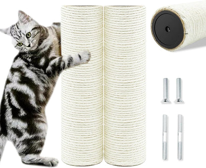 Cat Scratching Post Replacement Pole, 2 PCS 15.7In Cat Tree Replacement Post, Natural Sisal Cat Tree Replacement Parts with M8 Screws, Cat Scratch Post for Refurbishment (15.7In/40Cm)13