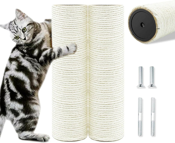 Cat Scratching Post Replacement Pole, 2 PCS 15.7In Cat Tree Replacement Post, Natural Sisal Cat Tree Replacement Parts with M8 Screws, Cat Scratch Post for Refurbishment (15.7In/40Cm)13