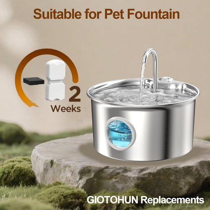 GIOTOHUN Cat Water Fountain Filter: 24 Cat Fountain Filter Replacement - 12 Filters & 12 Sponges - 6 Months Set of 24 Pet Fountains Filters for ATMZIQXR GIOTOHUN KOOGMOON UMOCUOY IHOUONE HOOISE2