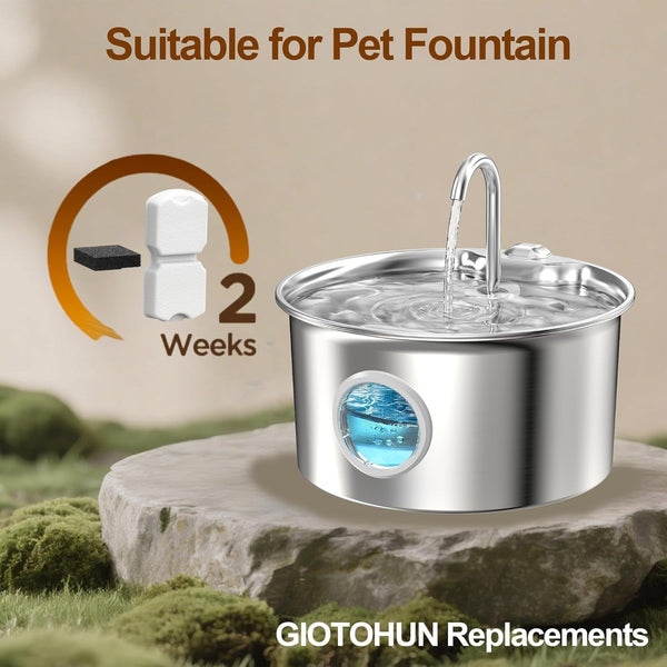 GIOTOHUN Cat Water Fountain Filter: 24 Cat Fountain Filter Replacement - 12 Filters & 12 Sponges - 6 Months Set of 24 Pet Fountains Filters for ATMZIQXR GIOTOHUN KOOGMOON UMOCUOY IHOUONE HOOISE2