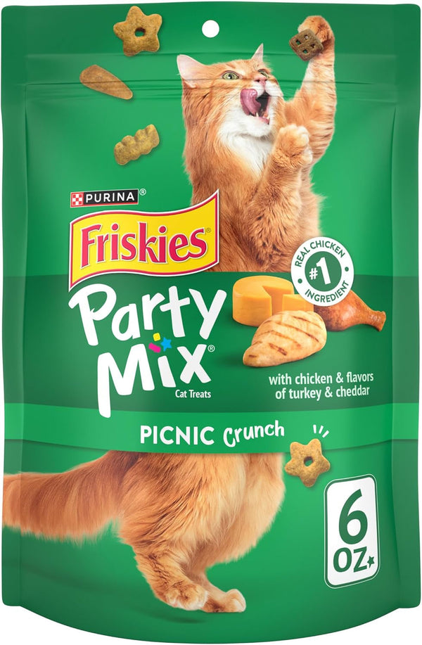 Purina Friskies Cat Treats, Party Mix Picnic Crunch - (Pack of 6) 6 Oz. Pouches1
