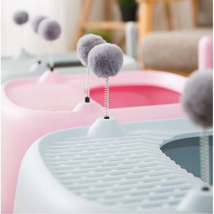 Dog Potty Training Toilet ﻿ Creative Cat Litter Box Fully Enclosed Drawer Top Entry Toilet Supplies Oversized Deodorant Pan (Blue)(Pink)3