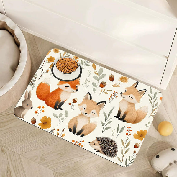 Fish Boho Dog Food Mat for Floors,Ocean Absorbent Quick-Dry Pet Feeding Mat,Cat Dog Bowl Mats for Food and Water,Non-Slip Pet Accessories Supplies 12"X20"15