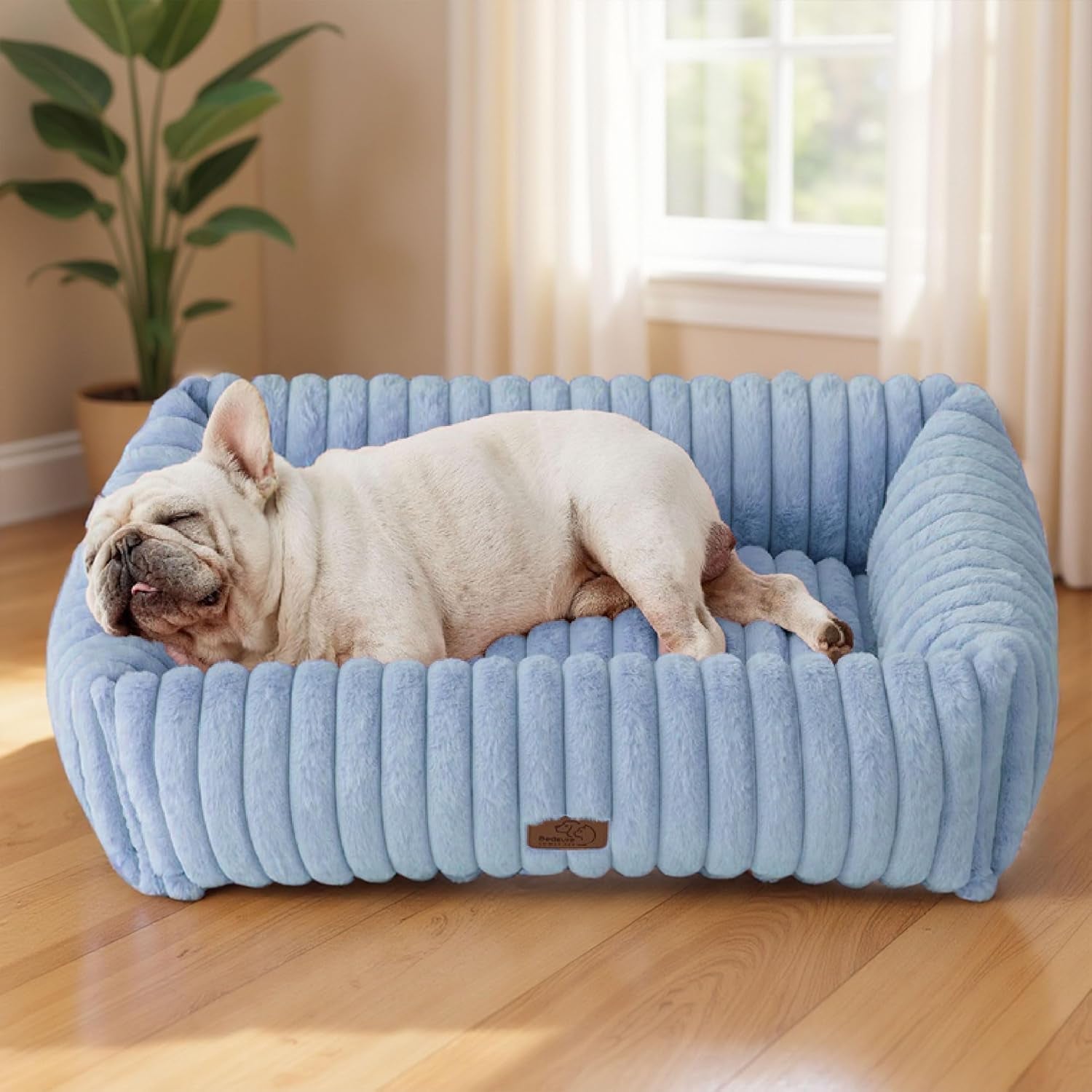 bedsure-comfyfleece™-cute-dog-bed-for-small-medium-dogs-washable-25in-cream-furry-puppy-beds-square-rectangle-orthopedic-corduroy-aesthetic-pet-beds-removable-zipper-cover-non-slip-bottom-up-to-15-lbs