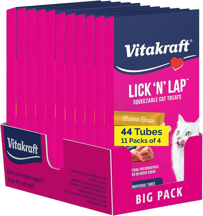 Vitakraft Lick 'N' Lap Real Salmon Squeezeable Liquid Cat Treats, Lickable, Salmon Broth #1 Ingredient, No Artificial Colors, Preservatives or Added Sugar, for Hydration, 0.52 Oz. Tubes, 16 Count16