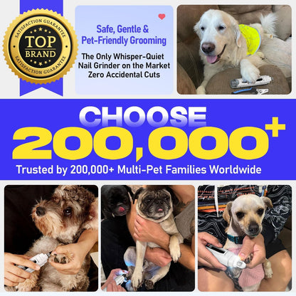 Whisper-Quiet Dog Nail Grinder Kit 50%More Powerful for Sensitive Dogs,Cats | 6-Speed Pet Nail Clippers & Trimmers with 4 LED Lights,3 Grinding Bits, No Over-Cutting,Stress-Free Grooming Set for All Pets9