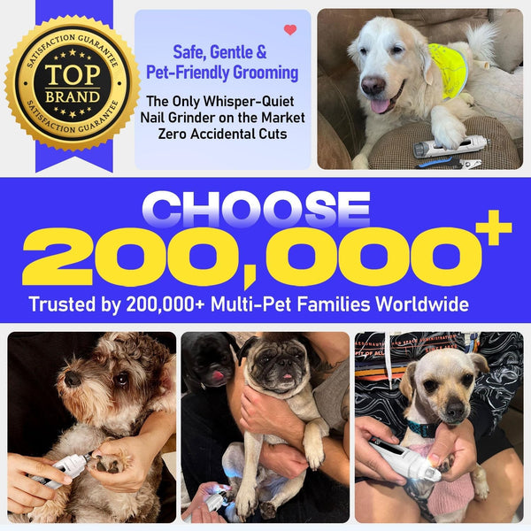 Whisper-Quiet Dog Nail Grinder Kit 50%More Powerful for Sensitive Dogs,Cats | 6-Speed Pet Nail Clippers & Trimmers with 4 LED Lights,3 Grinding Bits, No Over-Cutting,Stress-Free Grooming Set for All Pets9