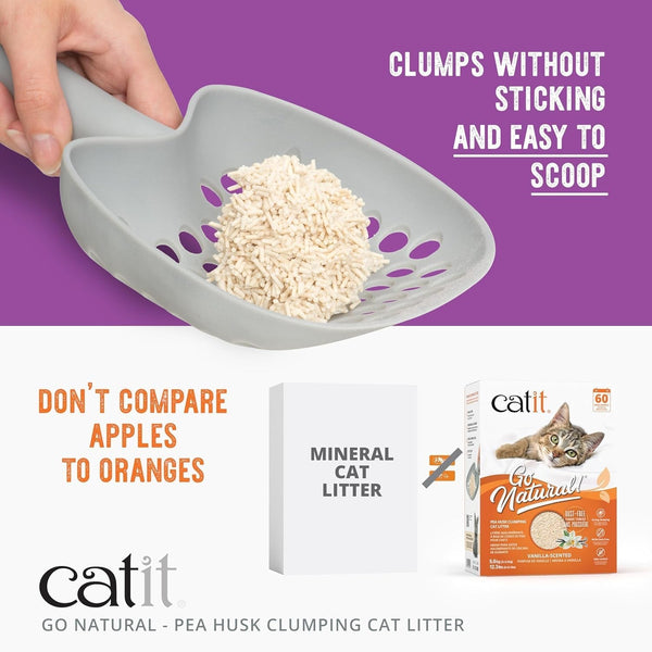 Catit Go Natural Pea Husk Clumping Cat Litter, 12.3 Lb, Lavender Scented | Lightweight, Dust Free, Easy Cleaning & Scooping, Flushable Kitty Litter with Odor Control & Subtle Fragrance4
