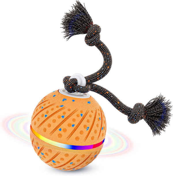 Smart Interactive Dog Toys Ball for Aggressive Chewers Medium Large,E-Tpu | Auto-Moving & Bouncing Ball, 2 Modes with RGB Lights & Bird Sounds,Bite-Resistant Rope, IP54 Waterproof, Type-C Fast Charge8