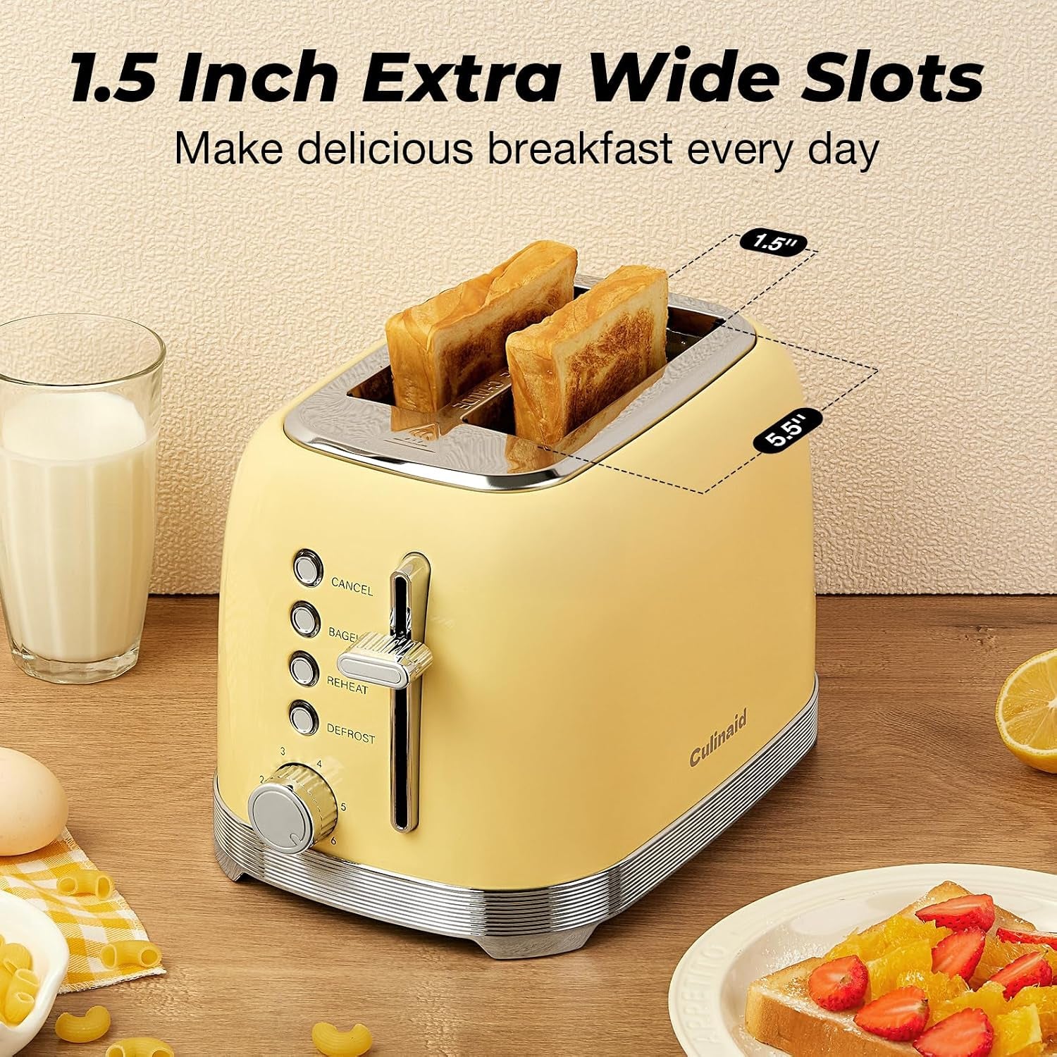 toaster-2-slice-retro-stainless-steel-yellow-1-5-extra-wide-slots-with-bagel-defrost-reheat-cancel-functions-6-bread-shade-settings-removable-crumb-tray