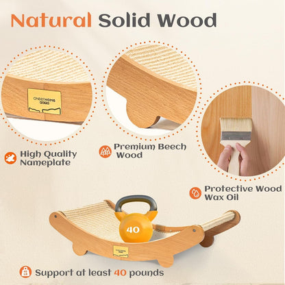 CHEERHOME PETS Sisal Cat Scratcher Bed for Indoor Cats Hammock for Scratching Pad Cat Chair Natural Sisal Scratch Post for Large Cats Scratcher Lounge, Wooden Cat Furniture(Large)4