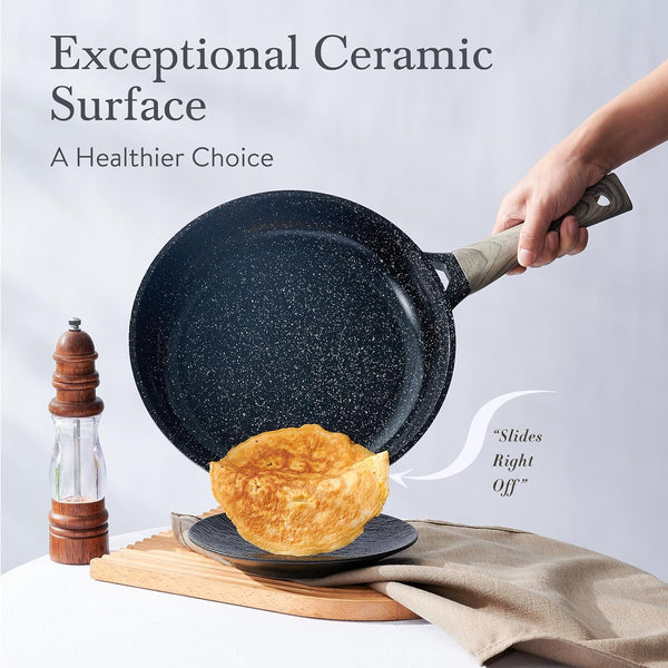 Pots and Pans Set Non Stick Non-Toxic 22 Pcs Ceramic Cookware Sets Nonstick Kitchen Pot&Pan with Lid Black Granite Induction Compatible with Glass Lids Crepe Frying Pan Pfoa/Pfos-Free7