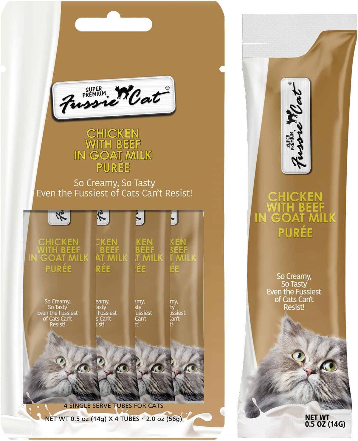 fussie-cat-premium-tuna-with-salmon-in-goat-milk-puree-lickable-cat-treats-0-5oz-pouch-pack-of-4