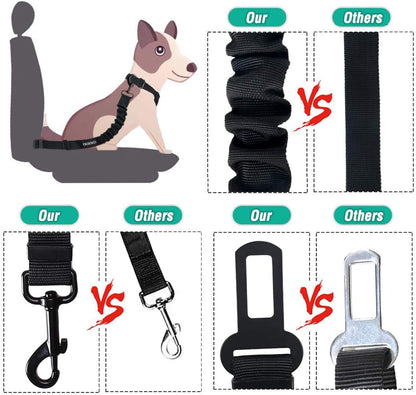 COOYOO Dog Seat Belt, Durability Retractable Dog Car Harness Adjustable Dog Seat Belt for Vehicle Nylon Pet Safety Seat Belts Heavy Duty & Elastic (1 Pack Black)3