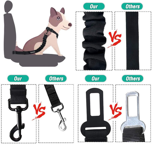 COOYOO Dog Seat Belt, Durability Retractable Dog Car Harness Adjustable Dog Seat Belt for Vehicle Nylon Pet Safety Seat Belts Heavy Duty & Elastic (1 Pack Black)3