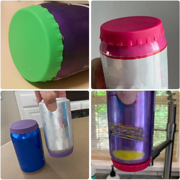 6 Pack Silicone Soda Can Lids, 6 Color Bpa-Free Reusable Silicone Can Covers, Can Stopper or Protector for Soda, Beer, Drink, Juice, Coke, Beverage, Fits Standard Cans4
