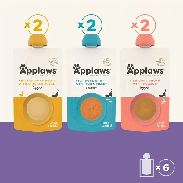 Applaws Fish & Chicken Variety Bone Broth Cat Food Topper 6-Pack 3Oz Pouch | 100% Natural, High Quality Ingredients, High Protein, No Artificial Additives, Limited Ingredients4