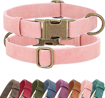 Didog Soft PU Leather Dog Collar for Small Dogs, Quick Release, Blue S | Comfort for Daily Walking Backyard, Stylish for Photography, Metal Buckle & D-Ring, Easy Wipe Clean, Adjustable Neck 10-15"14