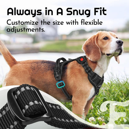 Eagloo Dog Harness No Pull for Large Dogs, Easy on & off with 3 Buckles | No Choke with Front Clip, Adjustable Fit, MOLLE System, Reflective Vest, Easy Control for Walking, Black, Large7