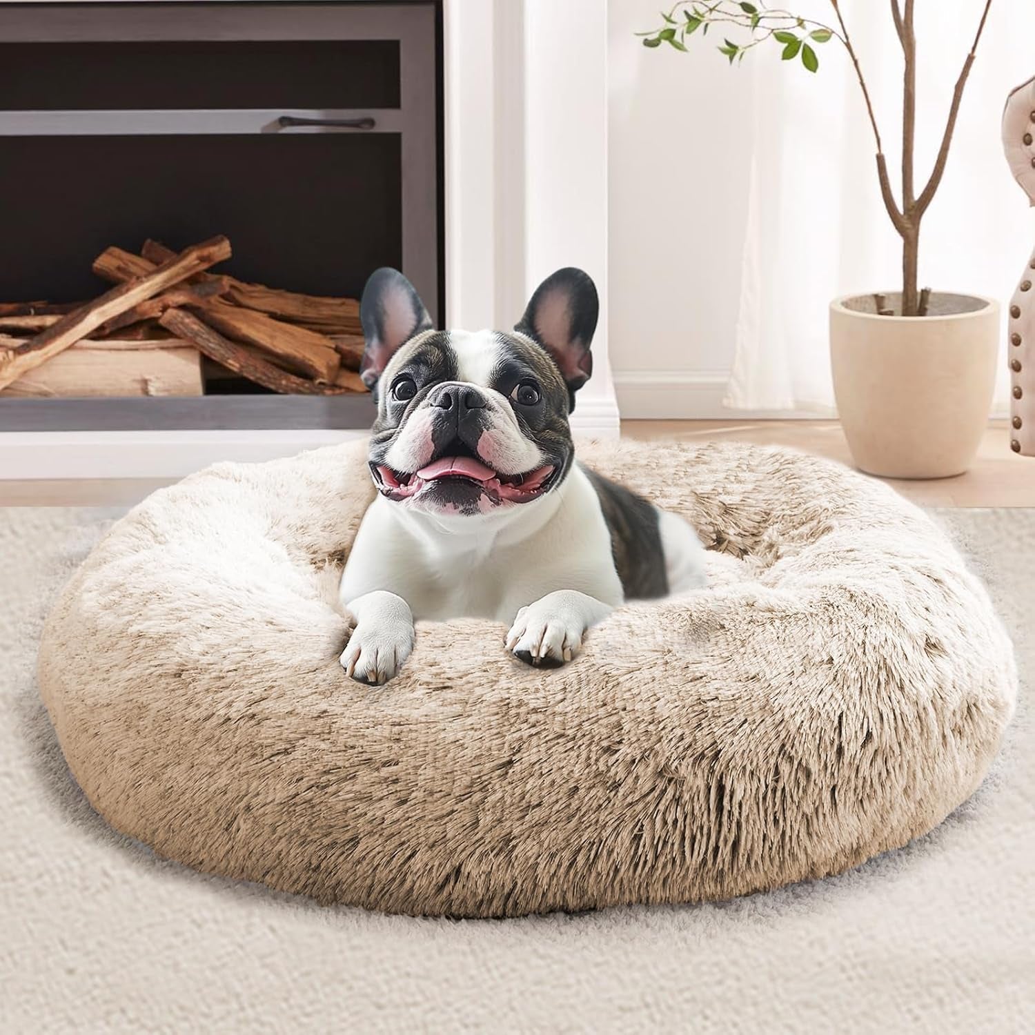 jollyvogue-small-dog-bed-calming-dog-beds-for-small-dogs-indoor-cats-20-inches-donut-washable-cat-bed-for-kittens-puppies-round-fluffy-plush-faux-fur-pet-bedssmoke-grey