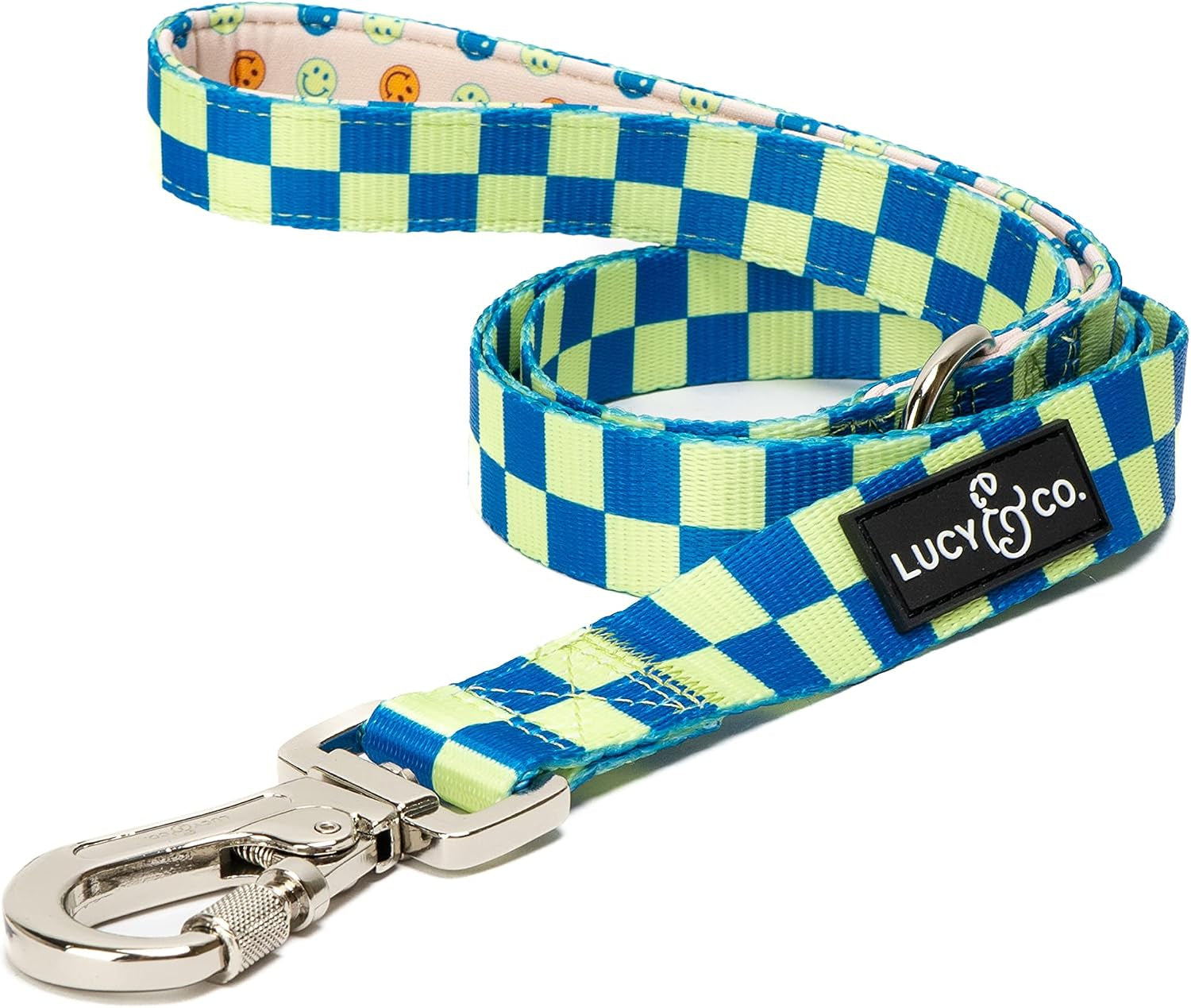 lucy-co-cheery-cherries-designer-dog-leash-for-small-to-large-dogs-padded-handle-for-comfort-large-red-gingham-cherries-5-foot