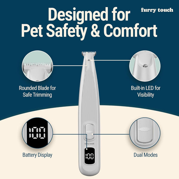 Dog Paw Trimmer - Electric Cordless Pet Clippers for Dogs & Cats - Quiet Dual-Speed Groomer with Pet-Safe Blade for Feet, Ears, Face - USB-C Rechargeable - with Travel Bag, Comb & Brush5