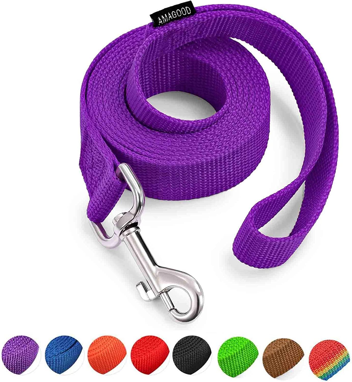 amagood-6-ft-puppy-leash-strong-traditional-style-with-easy-to-use-collar-hook-great-for-small-medium-and-large-dogs-5-8in-x-6-ft-purple
