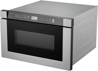 23.5 Inch Built-In Drawer Microwave Oven, 1.1 Cu. Ft., Touchscreen Control, Stainless Steel, Flat-Bed Design, Electric Drawer Open2